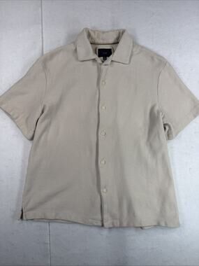 Marc Asher New York Cream Knit Button Down Shirt Medium Textured Resortwear